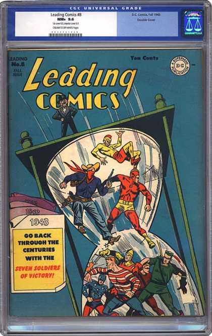 CGC Graded Comics - Leading Comics #8 (CGC) - Leading Comics - Seven Soldiers Of Victory - 1943 - Sandglass - Back Through The Centuries