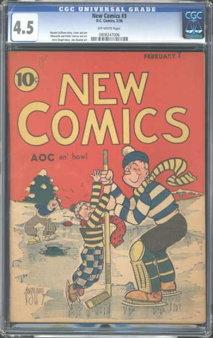 CGC Graded Comics - New Comics #3 (CGC) - Aoc - Ice Skates - Hockey Stick - 45 - Scarf