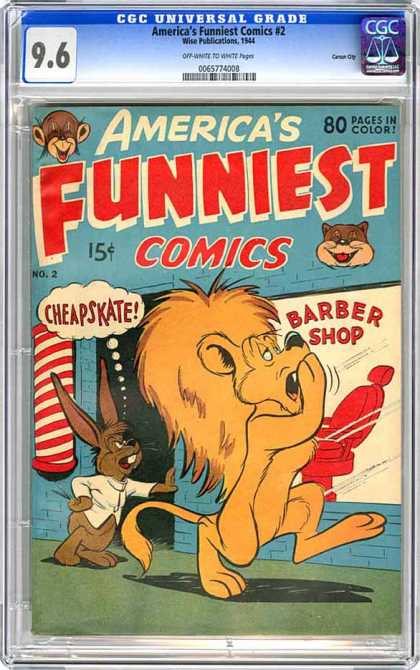 CGC Graded Comics - America's Funniest Comics #2 (CGC) - 96 - Americas Funniest Comics - Lion - Barber Shop - Rabbit