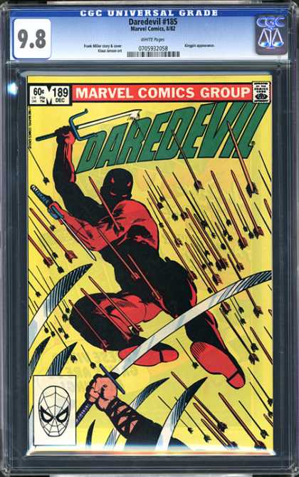 CGC Graded Comics - Daredevil #185 (CGC) - Daredevil - Lots Of Arrows - Fighting - Blades - Yellow Background
