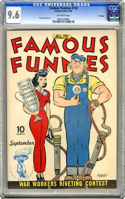 CGC Graded Comics - Famous Funnies #110 (CGC) - Famous Funnies - Rivet Gun - Overalls - War Workers Riveting Contest - High-heeled Shoes