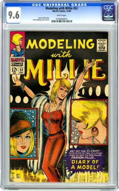 CGC Graded Comics - Modeling with Millie #52 (CGC) - Pretty Girl - Red Outfit - Blond Hair - Necklaces - Hoop Earrings