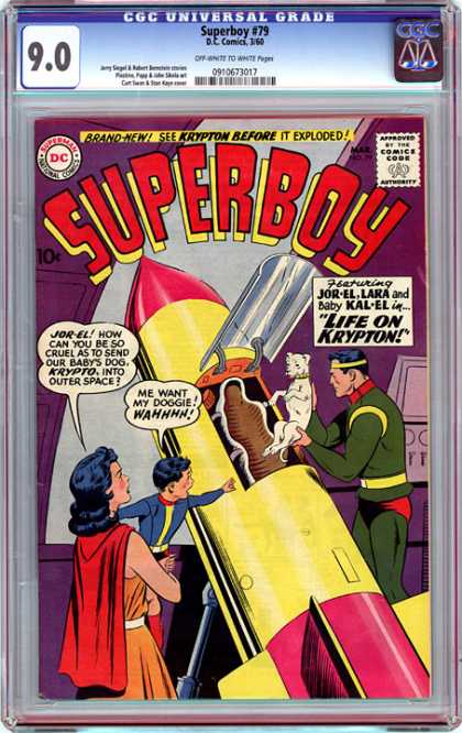 CGC Graded Comics - Superboy #79 (CGC) - Outer Space - Rocket - Pet Dog - Gold Headband - Red Cape
