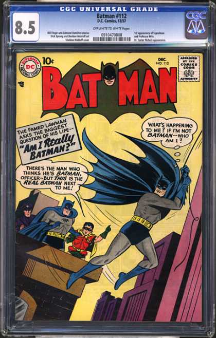 Batman - Robin - Building - Police Officer - Cape CGC Graded Comics - Batman #112 (CGC) - Batman - Robin - Building - Police Officer - Cape