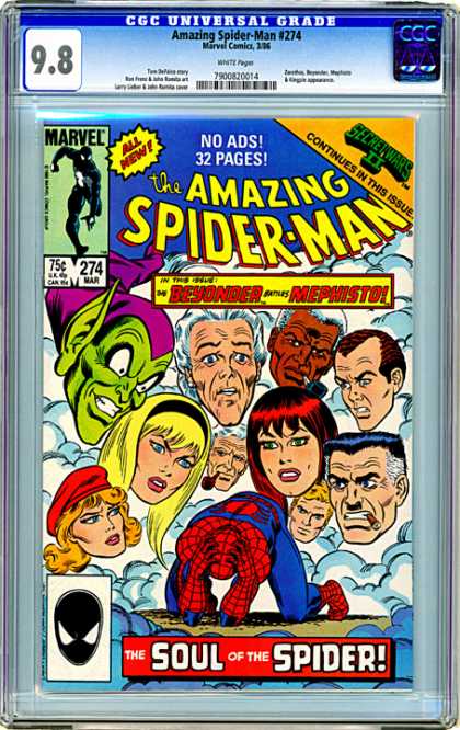 No Ads - Spider-man - Beyonder - Mephisto - Soul CGC Graded Comics - Amazing Spider-Man #274 (CGC) - No Ads - Spider-man - Beyonder - Mephisto - Soul