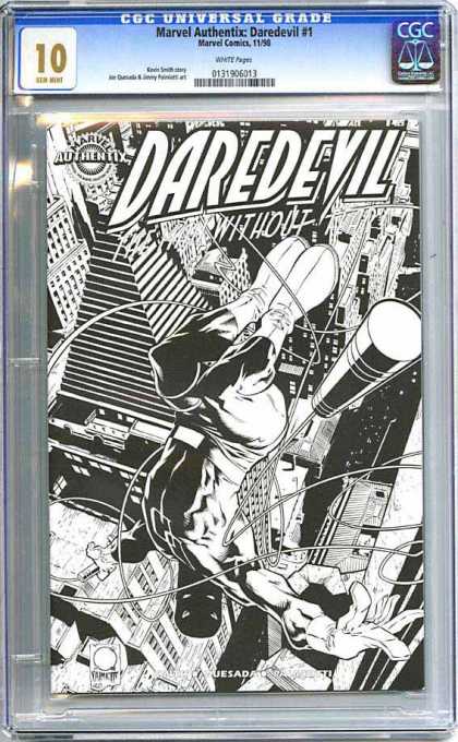 Daredevil - Batman - Building - Wires - Road CGC Graded Comics - Marvel Authentix: Daredevil #1 (CGC) - Daredevil - Batman - Building - Wires - Road
