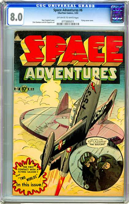Flying Saucer - Plane - First Contact - Two Worlds Issue - Clouds CGC Graded Comics - Space Adventures #6 (CGC) - Flying Saucer - Plane - First Contact - Two Worlds Issue - Clouds