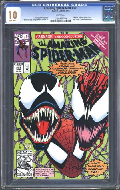 CGC Graded Comics - Amazing Spider-Man #363 (CGC) - Carnage The Conclusion - Venom - Symbiotes - Webs - Sharp Teeth