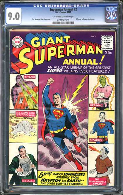 CGC Graded Comics - Superman Annual #2 (CGC) - Titano - Brainiac - Bizarro - Metallo - The Invulnerable Enemy