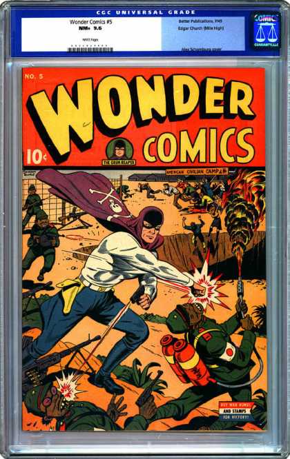 CGC Graded Comics - Wonder Comics #5 (CGC) - Japanese Soldiers - Chasm - Guns - Flames - Wire Fence