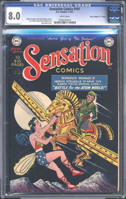 CGC Graded Comics - Sensation Comics #101 (CGC) - Wonder Womans - Battle For The Atom World - Horse - The Moon - Flying Horse