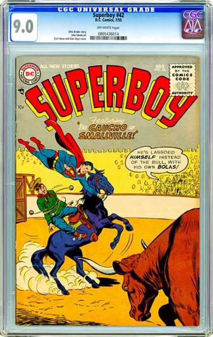 CGC Graded Comics - Superboy #42 (CGC) - Gaucho - Smallville - Rodeo - Bull - Lasso