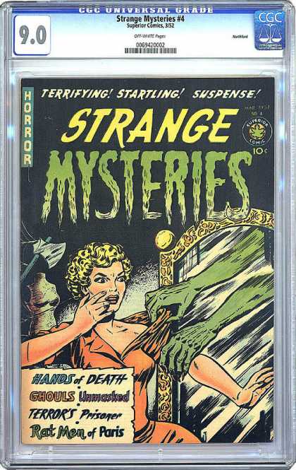 CGC Graded Comics - Strange Mysteries #4 (CGC) - Woman - Mirror - Green Hands - Axe - Webs