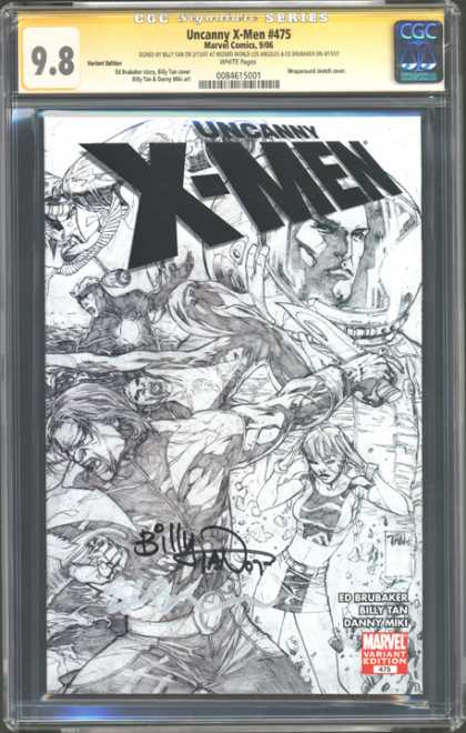CGC Graded Comics - Uncanny X-Men #475 (CGC) - Billy Tan Autographed - Ed Brubaker - Danny Miki - Black And White - Sketch