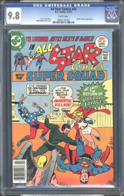 CGC Graded Comics - All Star Comics #65 (CGC) - Dc Comics - All Star Comics 65 - Super Squad - Super Man - The Return Of Vandal Savage