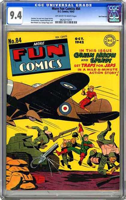 CGC Graded Comics - More Fun Comics #84 (CGC) - Green Arrow - Speedy - Airplane - Soldiers - Tank