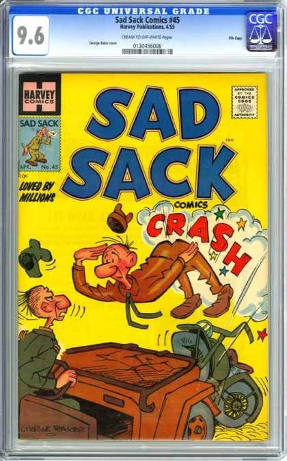 CGC Graded Comics - Sad Sack Comics #45 (CGC) - Harvey - Soldier - Crash - Salute - Motorcycle