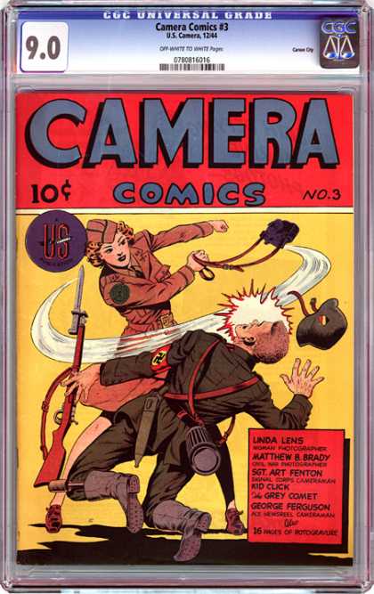 CGC Graded Comics - Camera Comics #3 (CGC) - Purse - Lady - Halmet - Gun - Nazi