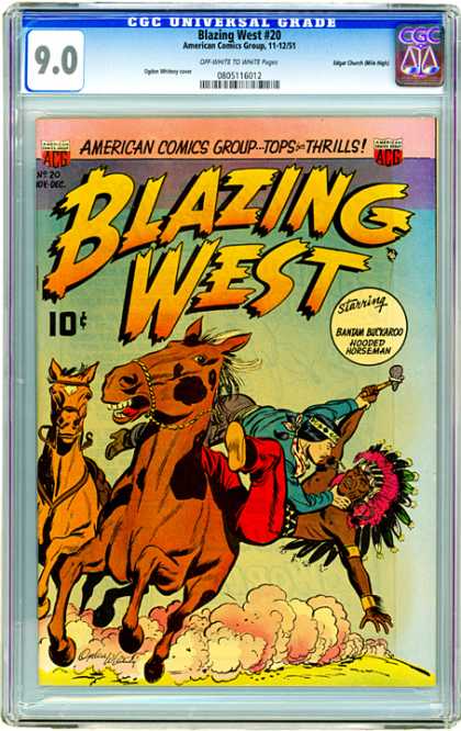 CGC Graded Comics - Blazing West #20 (CGC) - Blazing West - Horses - Indian - Batam Buckaroo - Hooded Horseman