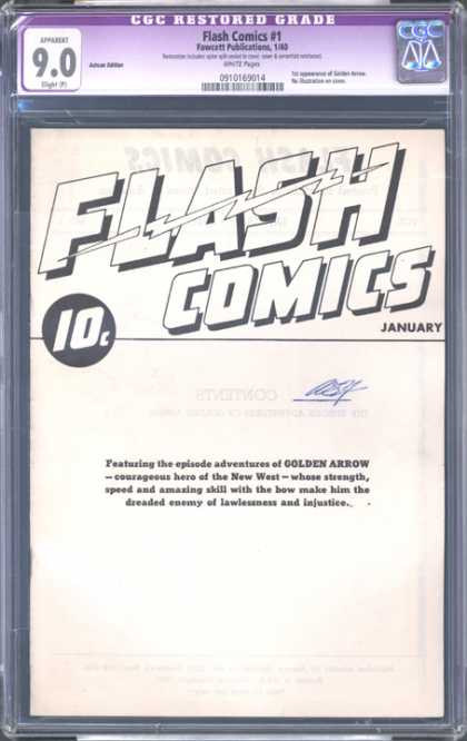 CGC Graded Comics - Flash Comics #1 (CGC) - 10c - 90 - Flash Comics 1 - January - Cgc Restored Grade