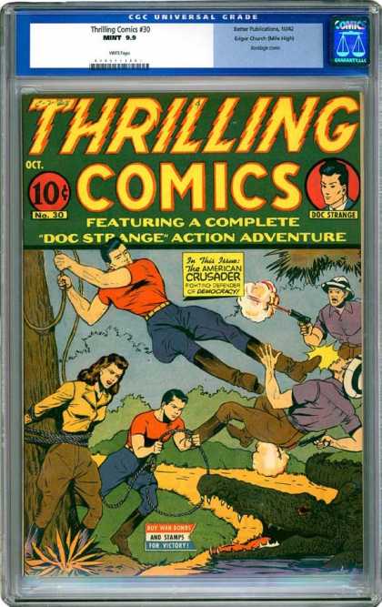 CGC Graded Comics - Thrilling Comics #30 (CGC) - Doc Strange - Action Adventure - The American Crusader - Crocodile - Safari