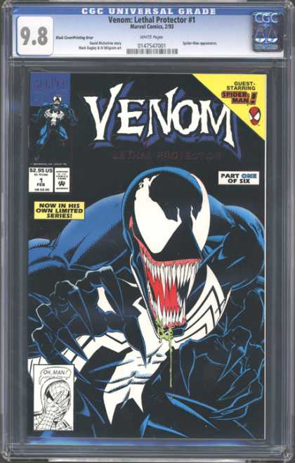 CGC Graded Comics - Venom: Lethal Protector #1 (CGC) - Venom - Spiderman - Sharp Teeth - Tongue - Now In His Own Limited Series