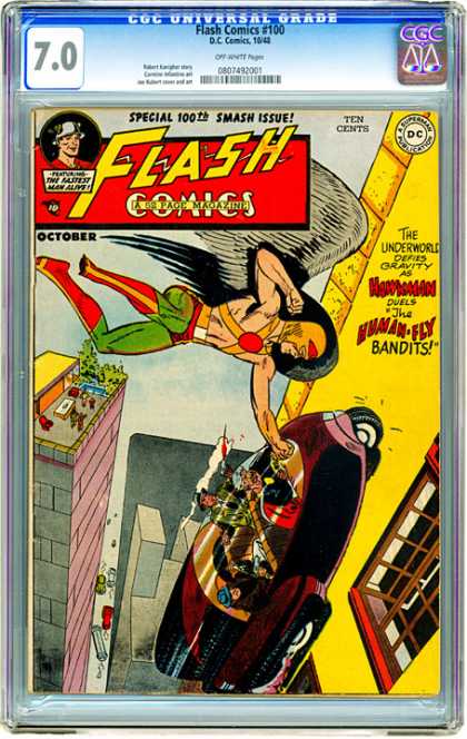 CGC Graded Comics - Flash Comics #100 (CGC) - October - Harkman - Underworld - Bandits - Driving Up A Building