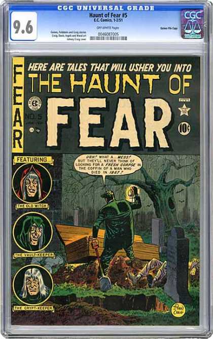 CGC Graded Comics - Haunt of Fear #5 (CGC) - Grave - Graveyard - Tombstone - Shovel - Lantern