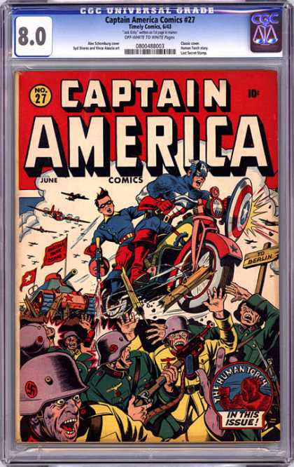 CGC Graded Comics - Captain America Comics #27 (CGC) - Bike - Berlin - Soldiers - Plane - Tank