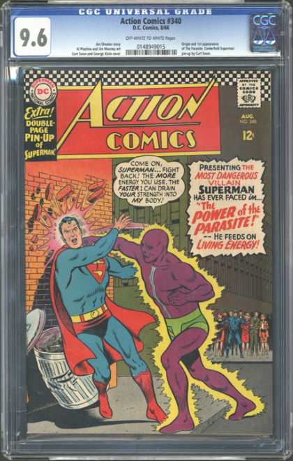 CGC Graded Comics - Action Comics #340 (CGC) - Action Comics - Dc - Superman - The Power Of The Parasite - Brick Wall