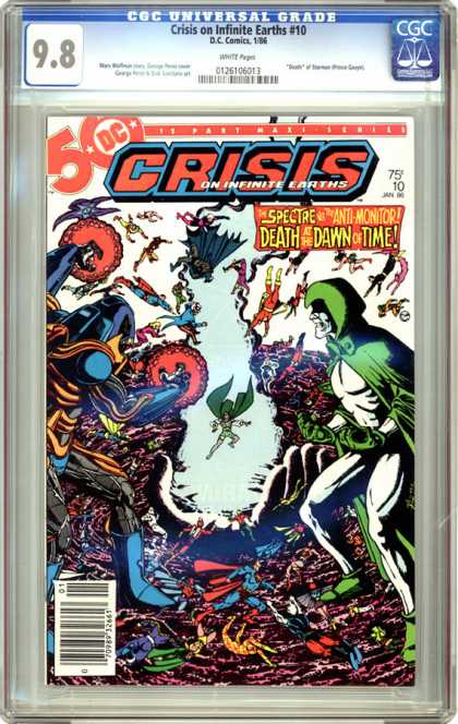 CGC Graded Comics - Crisis on Infinite Earths #10 (CGC) - Death - Dc - Red Cape - Green Cape - Crisis