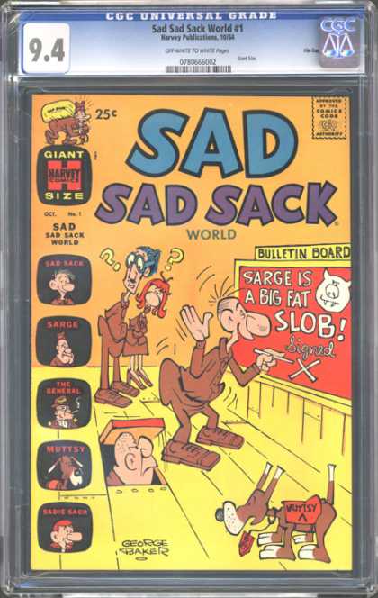 CGC Graded Comics - Sad Sad Sack World #1 (CGC) - Sad Sack - Dog - Sarge - Man - Dreaw