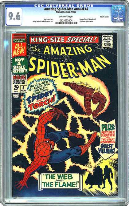 CGC Graded Comics - Amazing Spider-Man Annual #4 (CGC) - The Web - Marvel Comics Group - Spidey And The Torch - The Flame - King-size Apecial