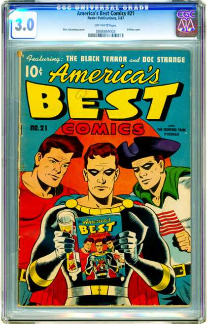 CGC Graded Comics - America's Best Comics #21 (CGC) - Flag - Three Heros - Black Eyes - America - Black Hat