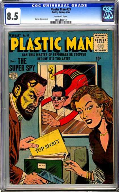 CGC Graded Comics - Plastic Man #59 (CGC) - Evil - Top Secret Actions - Golden Necklace - Action - Superhero