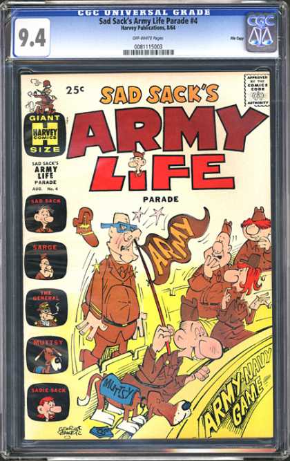 CGC Graded Comics - Sad Sack's Army Life Parade #4 (CGC) - Sad Sacks Army Life Parade - Comics Code - Giant Size - Harvey Comics - Army-navy Game