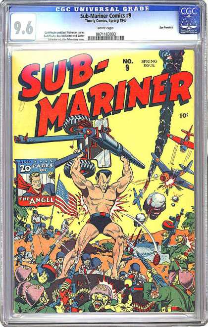 CGC Graded Comics - Sub-Mariner Comics #9 (CGC) - Planes - Japanese - Guns - War - Tank