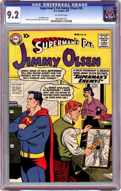 CGC Graded Comics - Superman's Pal Jimmy Olsen #35 (CGC) - Supermans Pal - Jimmy Olsen - Woman - Superhero - Man
