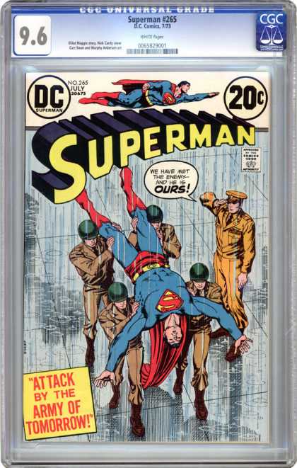 CGC Graded Comics - Superman #265 (CGC) - Enemy - Attack By The Army Of Tomorrow - Rain Downpour - Floor - Hero Knocked Out