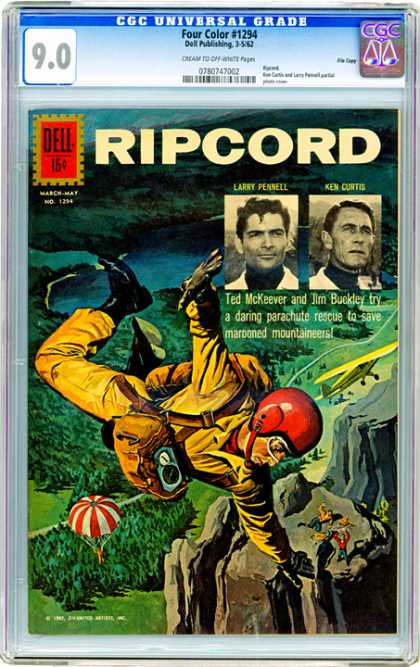 CGC Graded Comics - Four Color #1294 (CGC) - Mountains - Parachute - Airplane - Marooned Mountaineers - Red Helmet