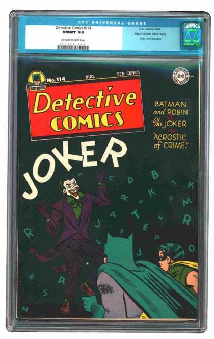 CGC Graded Comics - Detective Comics #114 (CGC) - The Joker - Batman Acrostic Of Crime - Batman And Robin - Batman Comics - Batman And Robin Detect Crime