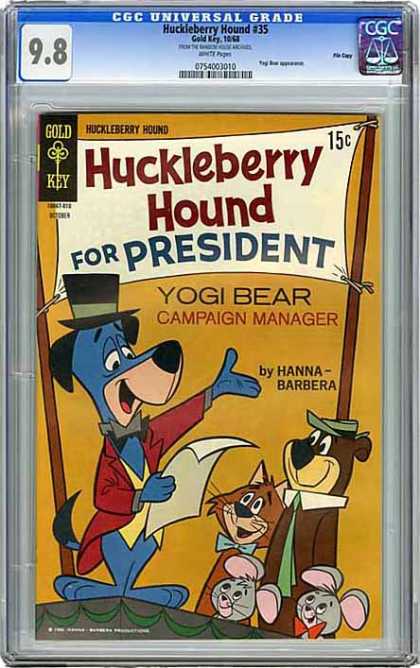 CGC Graded Comics - Huckleberry Hound #35 (CGC) - Huckleberry Hound - Gold Key - 15 Cents - Yogi Bear - For President