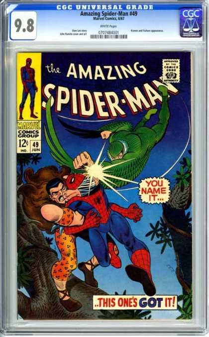 CGC Graded Comics - Amazing Spider-Man #49 (CGC) - Spider-man - Green Wings - Animal Prints - Tree - Battle