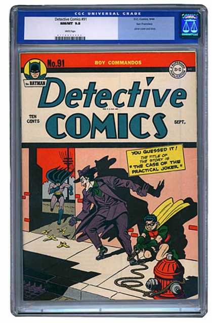 CGC Graded Comics - Detective Comics #91 (CGC) - The Case Of Of The Practical Joker - Boy Commandos - Batman - Robin - Joker