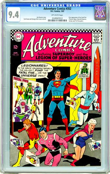 CGC Graded Comics - Adventure Comics #352 (CGC) - Legion - Superboy - Five - Red Cape - Fe
