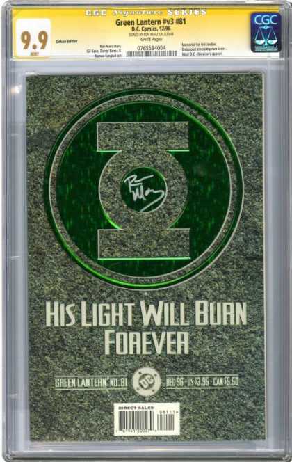 CGC Graded Comics - Green Lantern #v3 #81 (CGC) - Green Lantern - His Light Will Burn Forever - Green Symbol - No 81 - Autographed