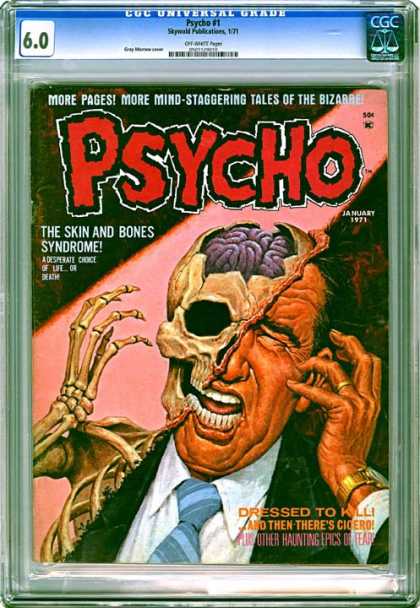 CGC Graded Comics - Psycho #1 (CGC) - Psycho - Horror - Skulls - Skin And Bones Syndrome - Silver Age