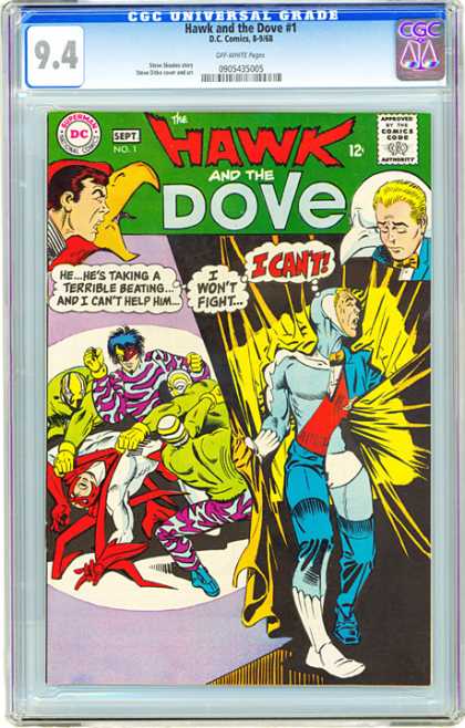 CGC Graded Comics - Hawk and the Dove #1 (CGC) - Hawk And Dove - Super Man - Man With Fight - I Cant Help - I Wont Fight