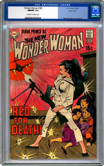 CGC Graded Comics - Wonder Woman #189 (CGC) - Woman Comics - Dc Comics Woman - Shooting Planes - Red Cover - Protecting Children