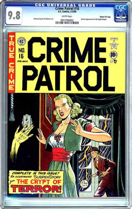 CGC Graded Comics - Crime Patrol #16 (CGC) - Woman Screaming - Storm - Lightning - Light About To Be Turned Off - The Crypt Of Terror